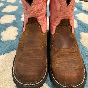 Justin Boots Pink and Brown Western Footwear